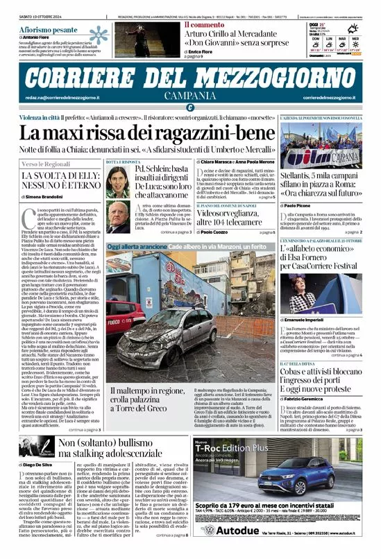 Prima-pagina-corriere del mezzogiorno-del-2024-10-19